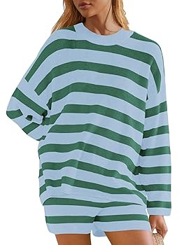 Panadila Womens Striped Sweater Set Oversized Lounge Sets Matching Pajamas Long Sleeve Sweater To... | Amazon (US)