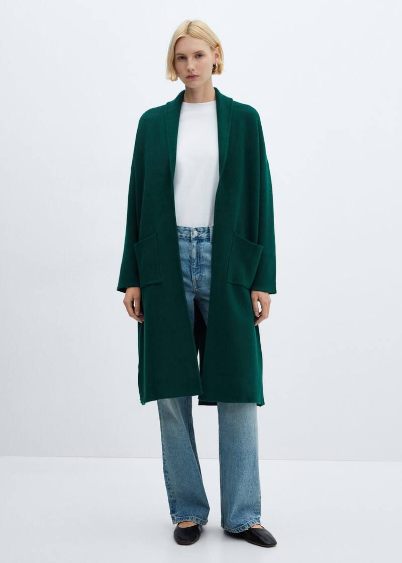 Oversized knitted coat with pockets | MANGO (US)