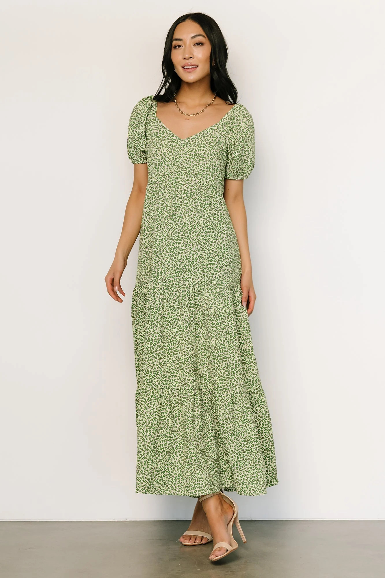 Gables Puff Sleeve Maxi Dress | Green Multi | Baltic Born