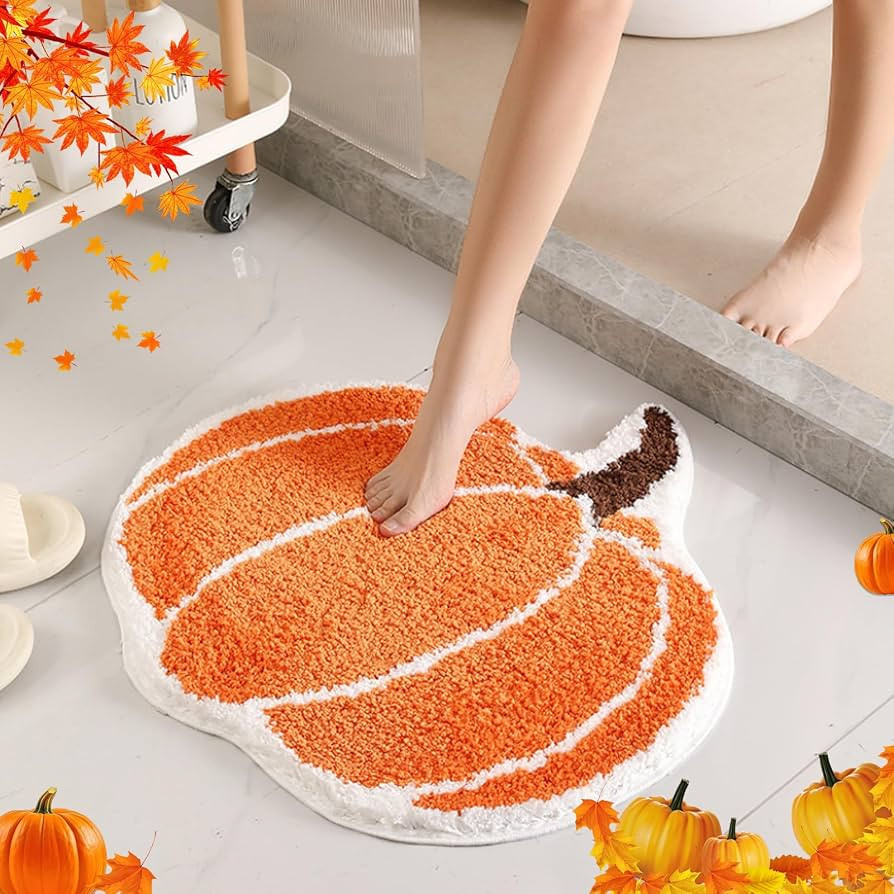 Cute Bath Mat, Pumpkin Bath Mat Halloween Bathroom Decor Mat, Extra Soft Fluffy Absorbent Non-sli... | Amazon (US)
