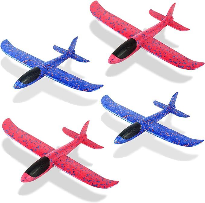 4 Pack Foam Airplane Toys, 12.4" Throwing Foam Plane, 3 Flight Mode Glider Plane, Flying Toy for ... | Amazon (US)