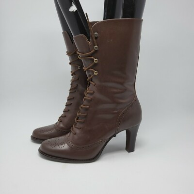 White Mountain Women Size 6.5M Brown Leather Lace Up Mid High Boots  | eBay | eBay US