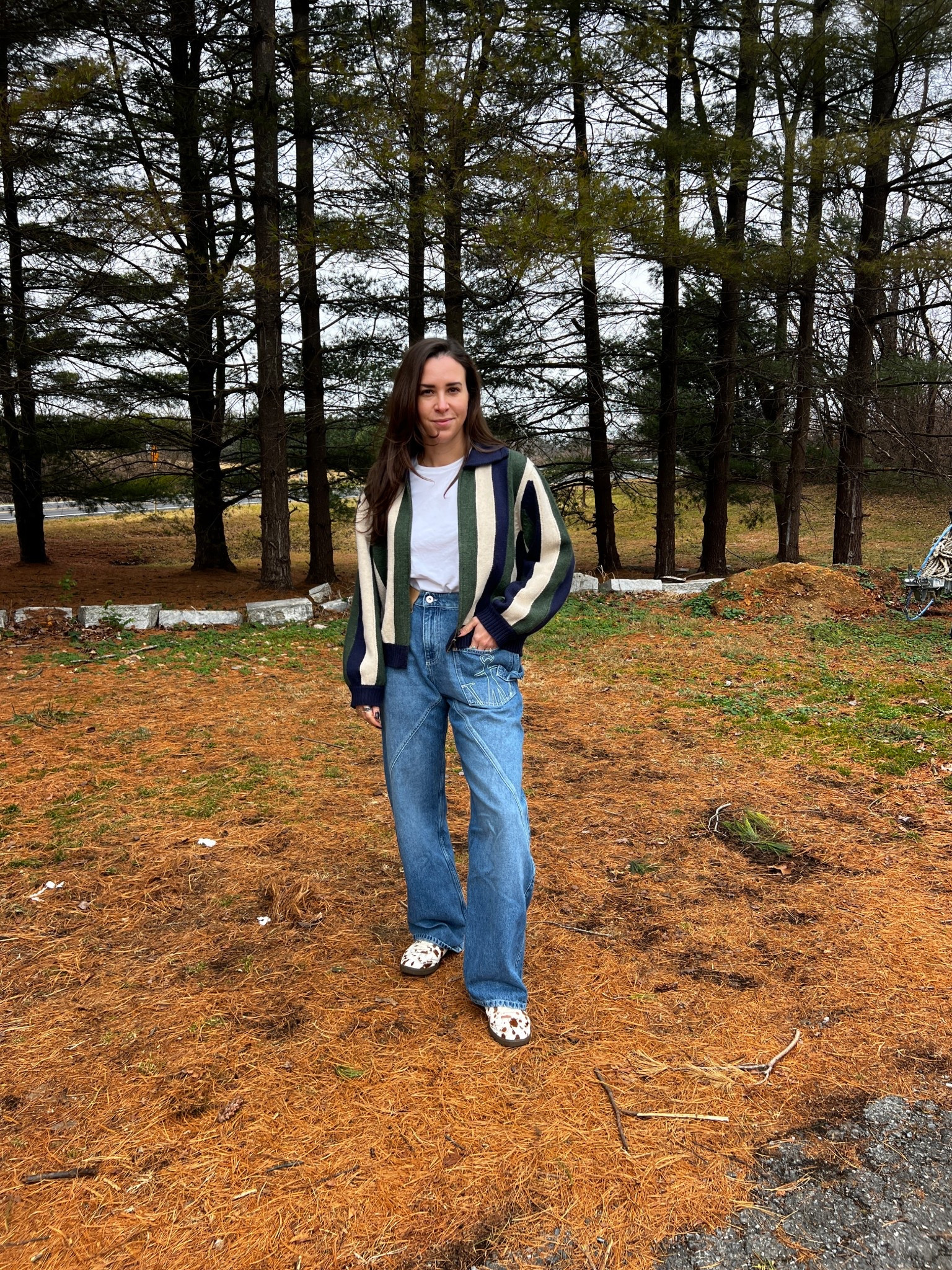 Casual style. Wool cardigan. The great. Rent the runway. JW Anderson. What I wore. Denim. Unique denim. 

#LTKootd #LTKSeasonal #LTKSaleAlert