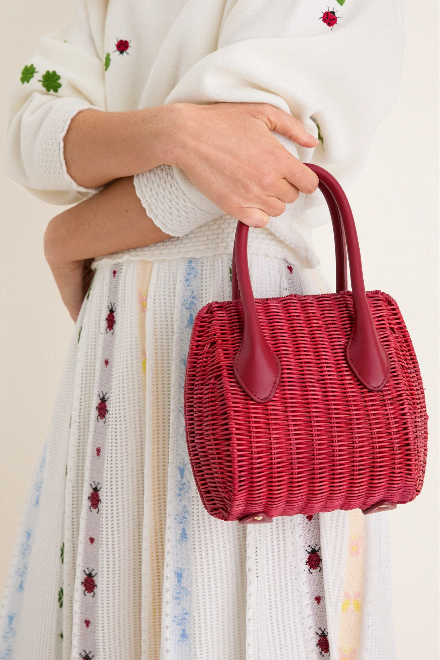 Cherry Wicker Wave Top Handle Bag | Tuckernuck (US)