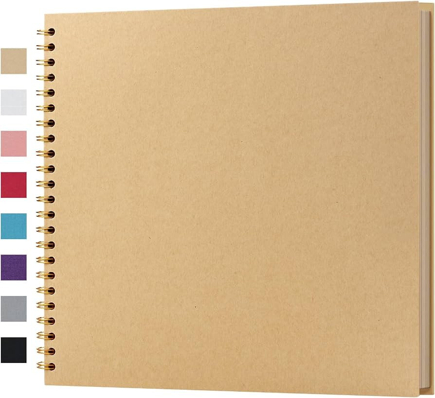 potricher 12 x 12 Inch DIY Scrapbook Album 40 Pages Hardcover Kraft Paper Scrap Book Photo Albums... | Amazon (US)