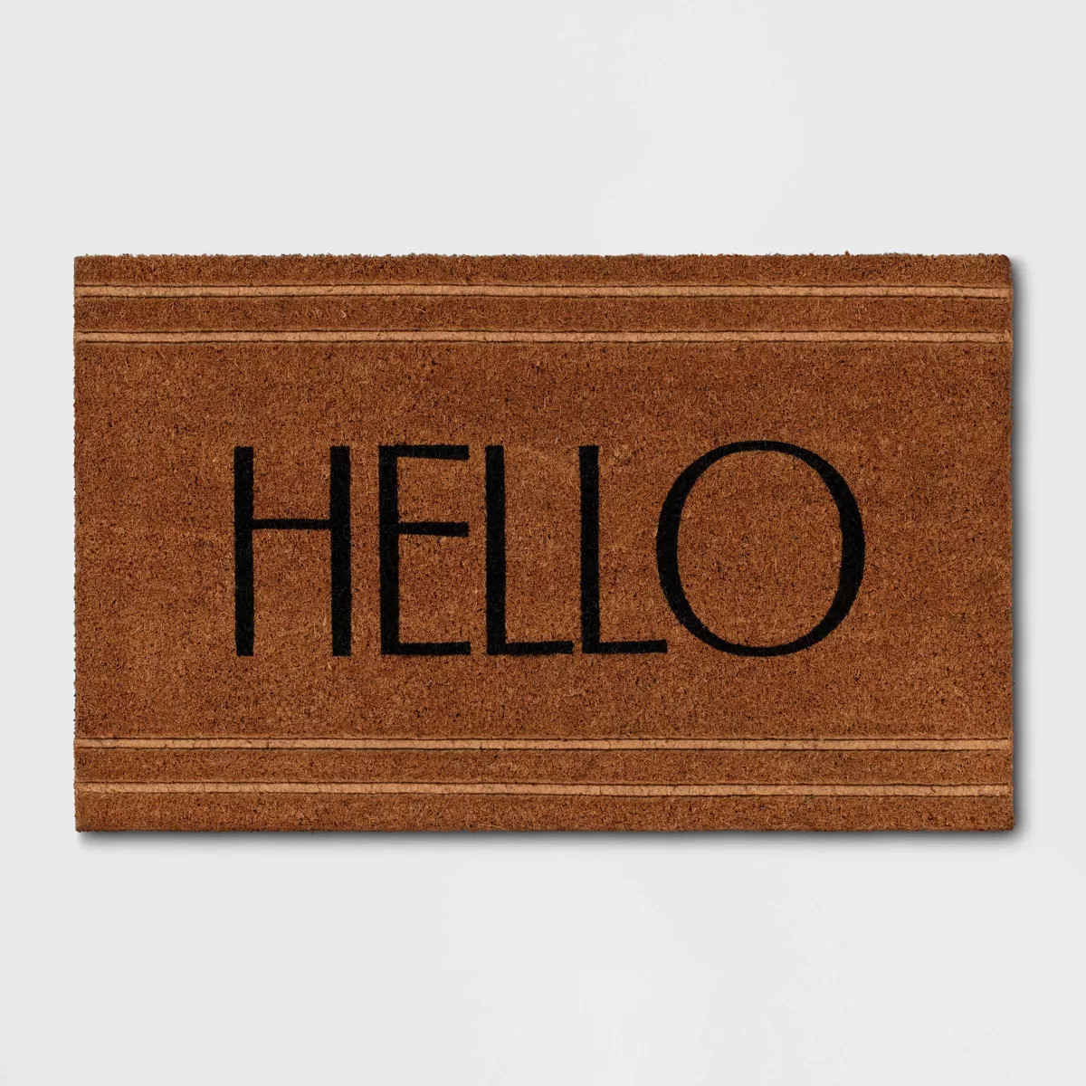 1'6"x2'6" 'Hello' Stripe Border Coir Doormat Natural - Threshold™ | Target