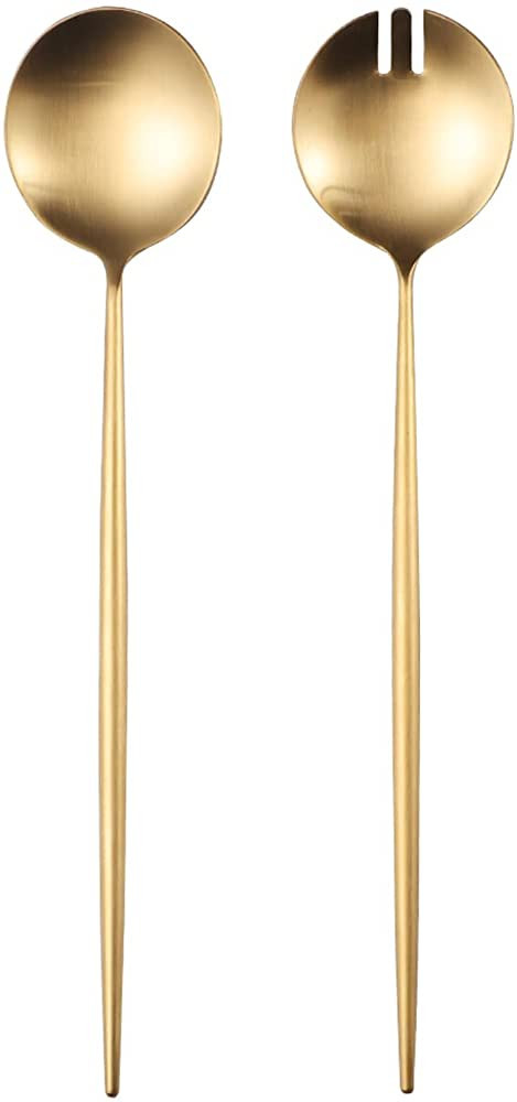 Zerophilo Salad Servers,Spoon and Fork Set 11.41 inch,18/10 Stainless Steel Salad Serving Titaniu... | Amazon (US)