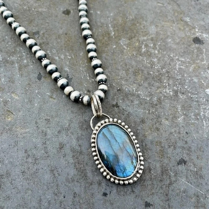 Labradorite Pendant Can Be Worn With Navajo Pearls or a Simple Sterling Silver Chain, Native Amer... | Etsy (US)