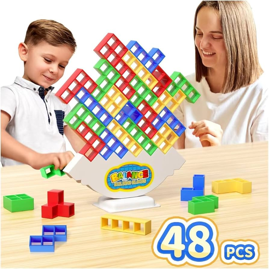 48 Pcs Game Gifts, Balance Stacking Blocks Game，Perfect for Family, Parties, Travel,Boys Girls ... | Amazon (US)