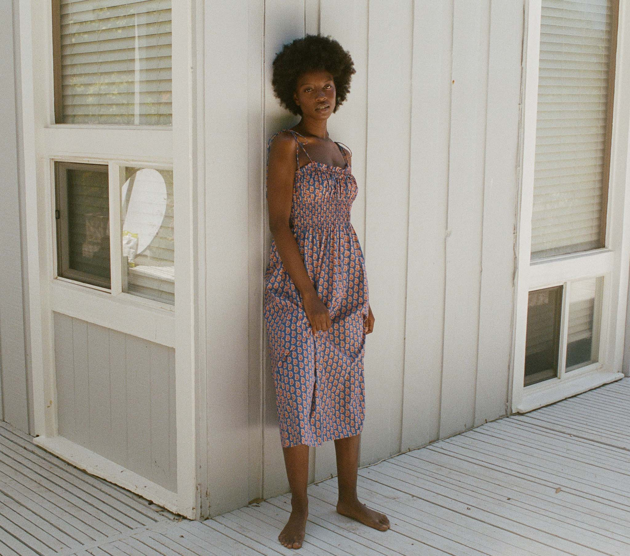 Rhoda Dress - Mazarine Sunrise Paisley | DÔEN | DOEN