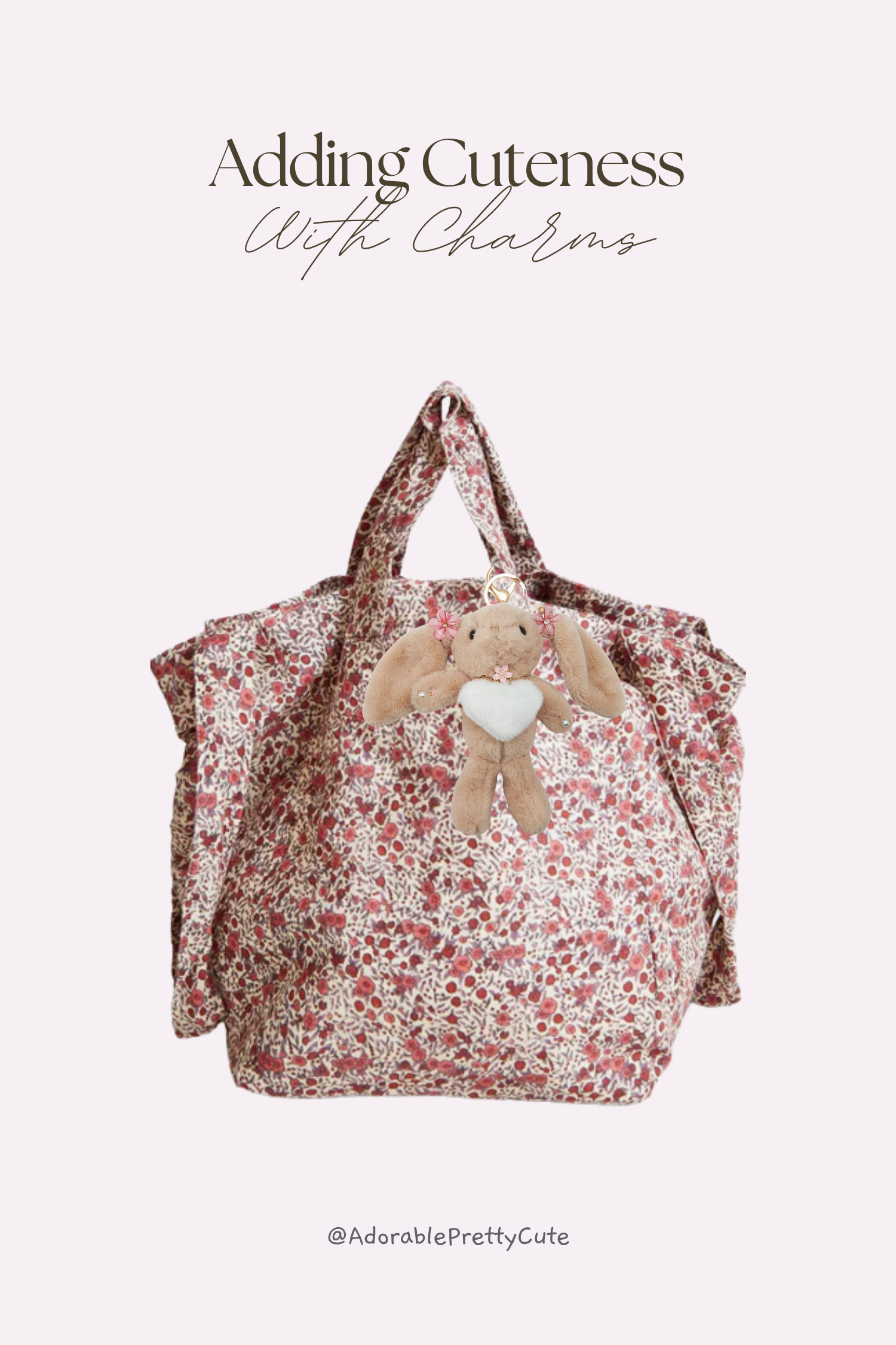 Adding Cuteness with Charms｜Floral Tote & Blossom Bunny Detail 🌸🐰 A pink floral tote paired with a blossom-detailed bunny charm — tiny flower accents on the ears and necklace echo the print beautifully. Spacious, foldable, and finished with a soft statement that feels playful but still polished.
#FloralTote #SummerFloral #PatchworkPrint #LinenBag #BlossomDetail #BunnyBagCharm #PlushBunny #PlushBagCharm #PinkFloral #BagCharmTrend #SoftStyle #TravelBag #AdorableStyle #EverydayBagStyle #CuteBagEdit #SummerTote #TravelReadyBag #LTKFinds  #LTKspring #LTKsummer 
#LTKbag #LTKtravel #LTKstyletip 

 #LTKstyletip #LTKbag #LTKgiftguide
