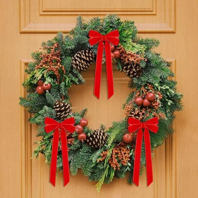 12Pcs Burgundy Velvet Ribbon Bows Christmas Tree Decorations,5In X 10In Xmas Ornaments For Tree Home Party Front Door Wreath Garland Holiday Decor | Wayfair North America