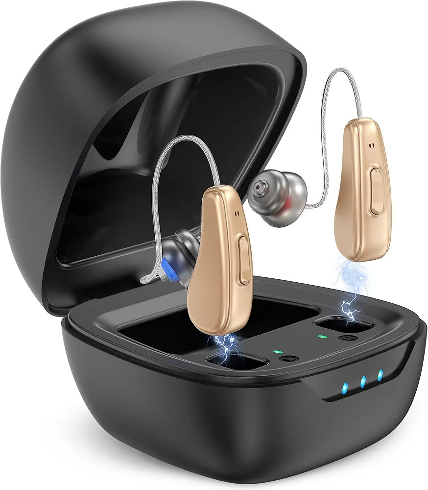 Hearing Aids for Seniors Rechargeable with Noise Cancelling, Hearing Amplifier with 5 Levels of V... | Amazon (US)