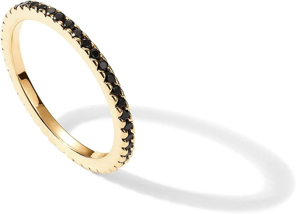 PAVOI 14K Gold Plated Sterling Silver Colored CZ Stones Stackable Ring | Simulated Diamond Eterni... | Amazon (US)