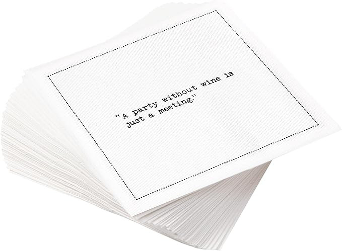 Five Star Napkins Wine Quotes, White Cotton Cocktail Napkins, Beverage Napkins, Bar Napkins, Clot... | Amazon (US)