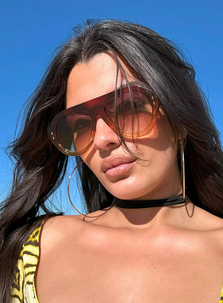 No Stylist Aviator Sunglasses Brown | Princess Polly US