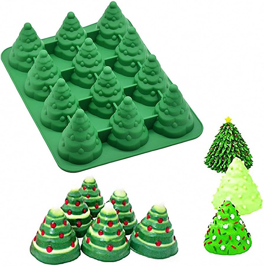 3D Christmas Tree Silicone Mold - MoldFun Xmas Tree Pan Silicone Mold for Mousse Cake Muffin Baki... | Amazon (US)