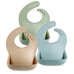 PandaEar Set of 3 Cute Silicone Baby Bibs for Babies & Toddlers (10-72 Months) Waterproof, Soft, ... | Amazon (US)