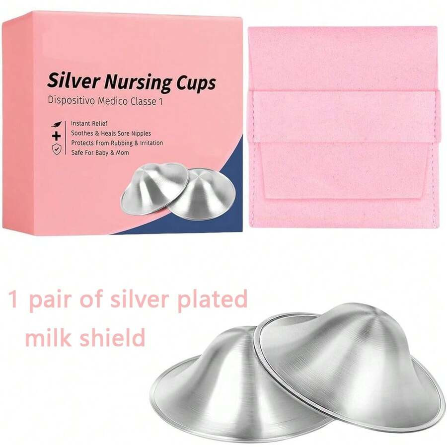 2pcs Silver-Plated Nipple Shield, 1 Pair Silver-Plated Milk Anshields, Silver-Plated Nursing Cup ... | SHEIN