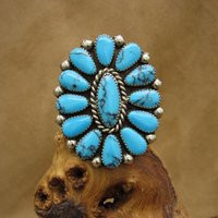 Large Southwest Nickel & Block Turquoise Cluster Ring Size 10 | Etsy (US)