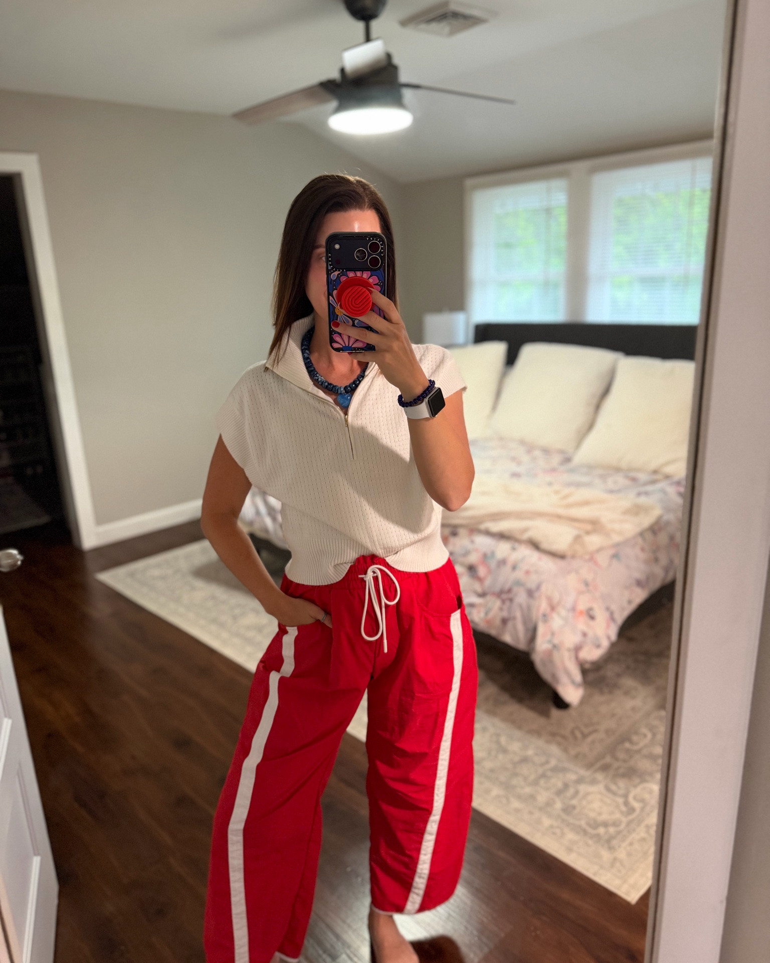 The pants I can’t stop wearing and an elevated white top! 
Top - small
Bottoms - medium

Amazon fashion / white top / wind pants / look for less / track pants

#LTKmomlife