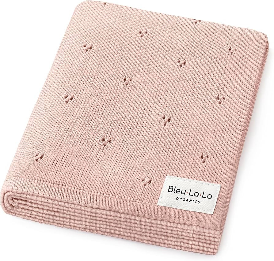 100% Luxury Organic Cotton Pointelle Knit Baby Quilt Blanket for Girls \u2013 Refined Lightweight... | Amazon (US)