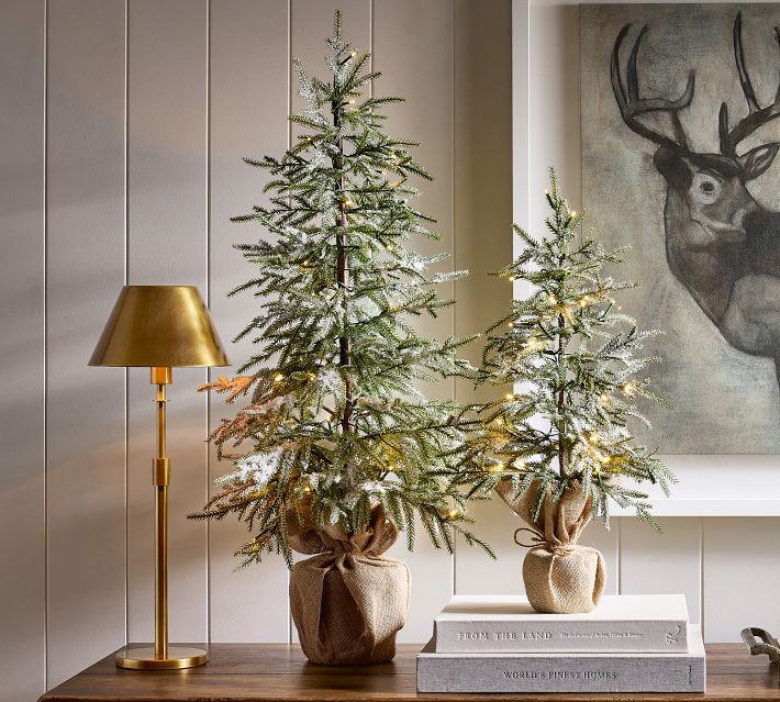 Faux Lit Flocked Tree | Pottery Barn (US)