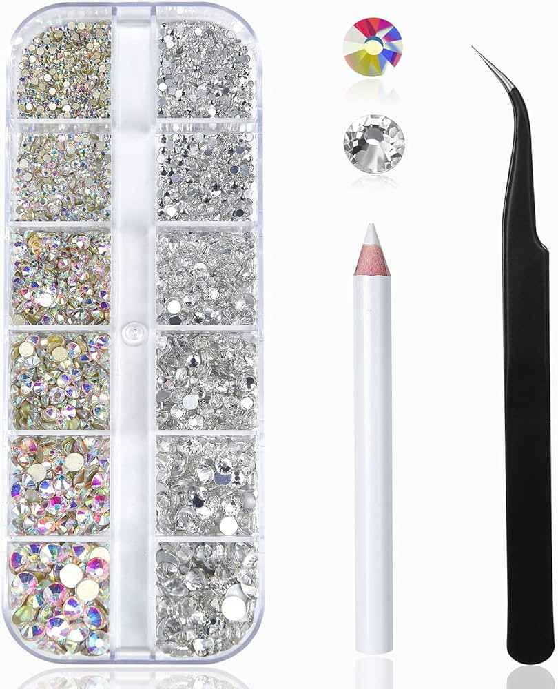 Nail Art Rhinestones Kit HUETFAT 2400pcs Nail Gems Ab Flatback Rhinestones Gems Stones, with Stor... | Amazon (US)