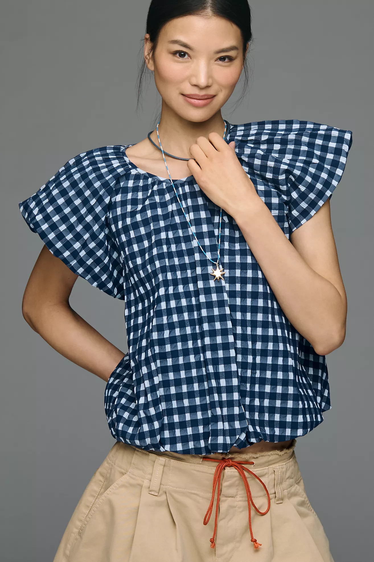 Maeve Textured Puff Sleeve Top | Anthropologie (US)