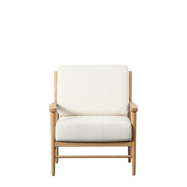 Yanam Boucle Armchair with Oak and Rattan Frame | La Redoute (UK)