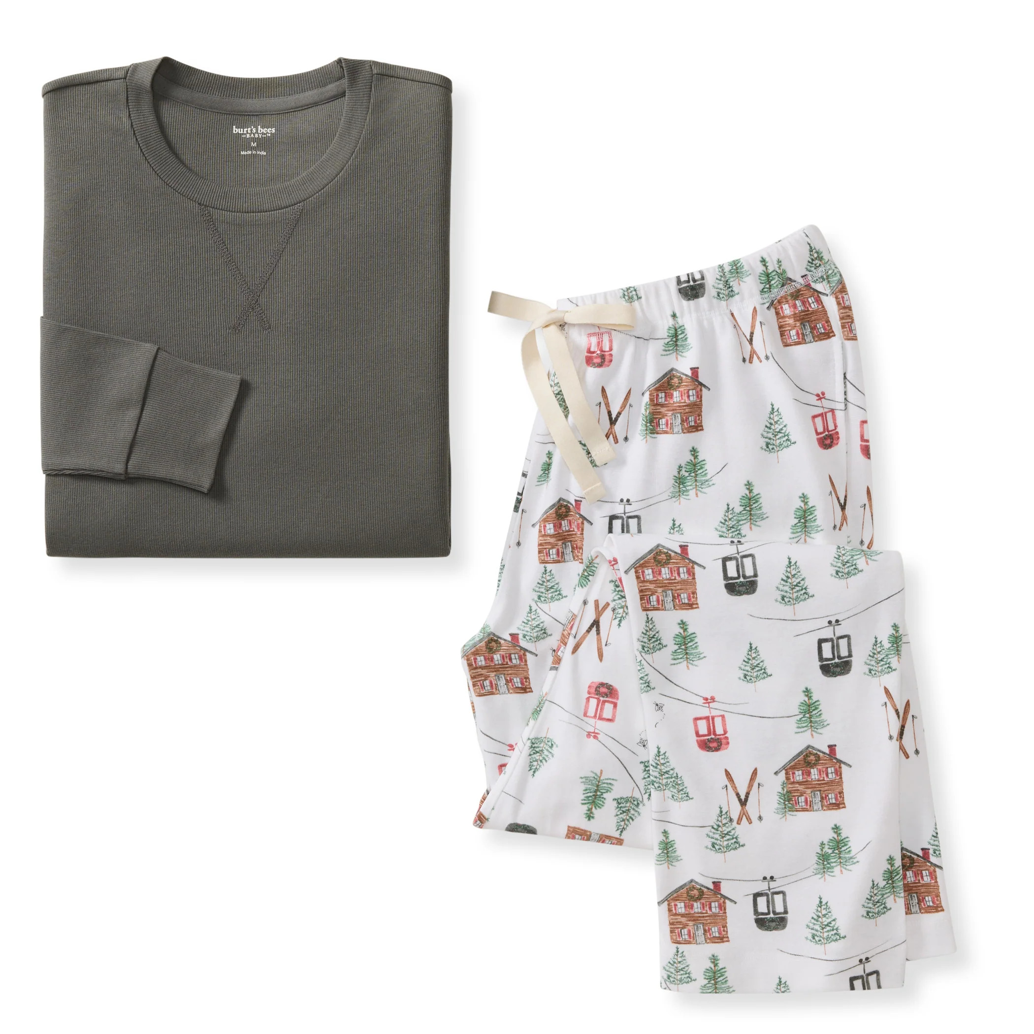 Ski The Alps Matching Family Men's Pajamas | Burts Bees Baby