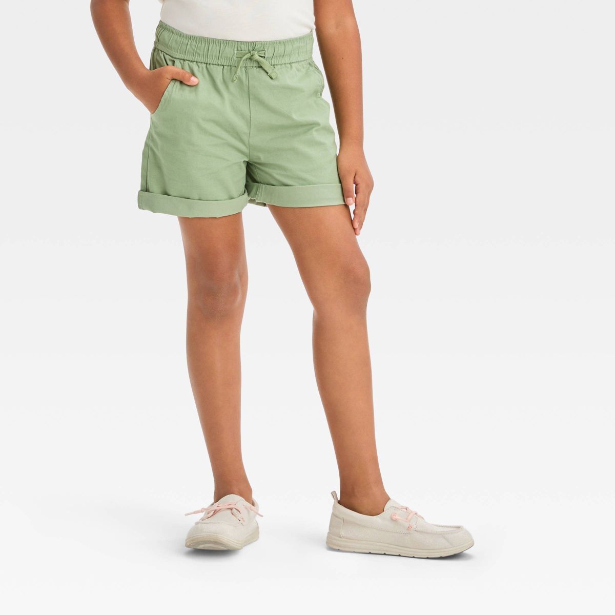 Girls' Pull-On Woven Shorts - Cat & Jack™ Army Green L | Target