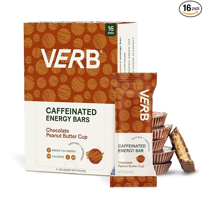 Verb Energy - Caffeinated Energy Bars Chocolate Peanut Butter Cup 110-Calorie Energy Snack Bar - ... | Amazon (US)