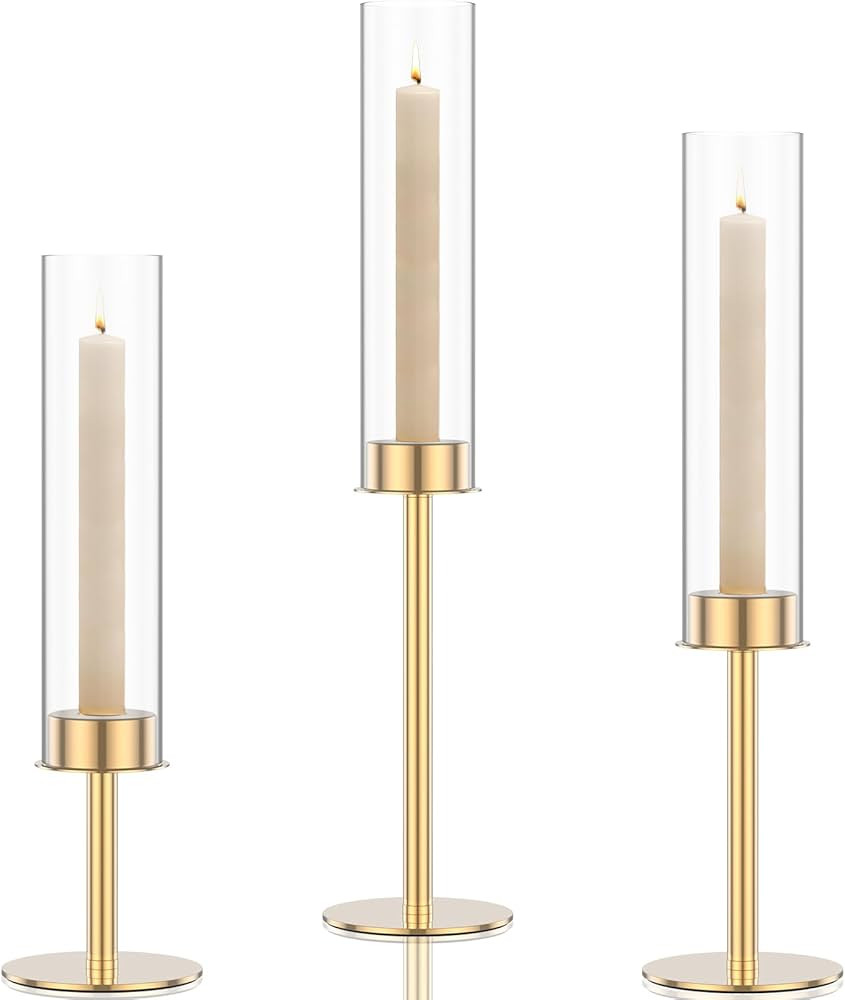 LYDODOKA Gold Candle Holders-Hurricane Glass Candle Holders-Candle Stick Stand Decorative Candles... | Amazon (CA)