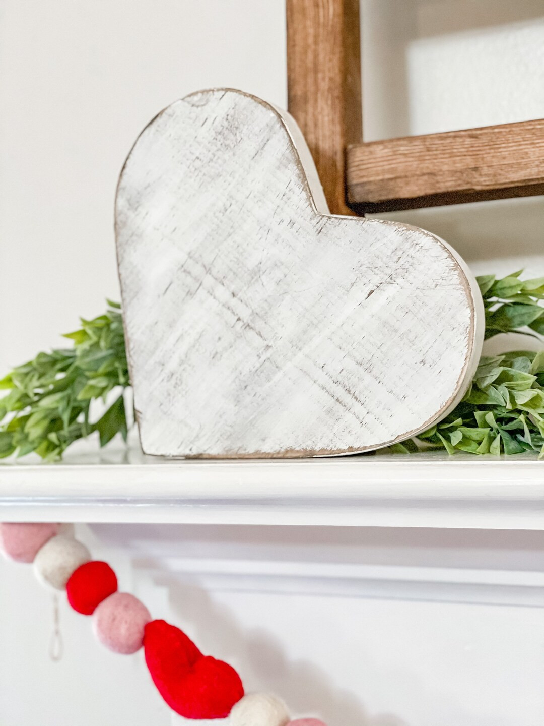 White Distressed Heart Wooden Heart Heart Decor Valentines - Etsy | Etsy (US)
