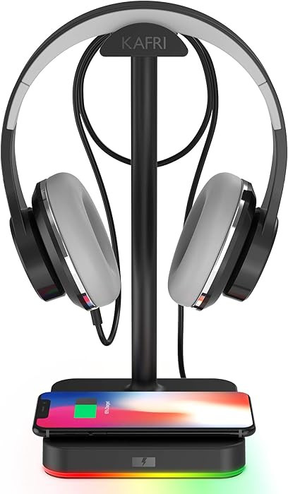 KAFRI RGB Headphone Stand with Wireless Charger Desk Gaming Headset Holder Hanger Rack with 10W/7... | Amazon (US)