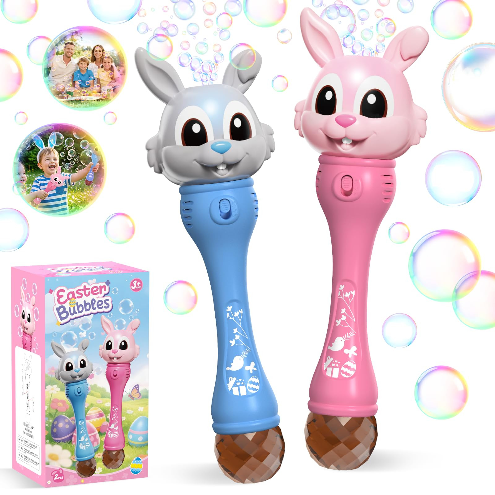 Bubble Machine for Kids, 2 Pack Bunny Bubble Wands, Easter Basket Stuffers for Toddler, Automatic... | Amazon (US)