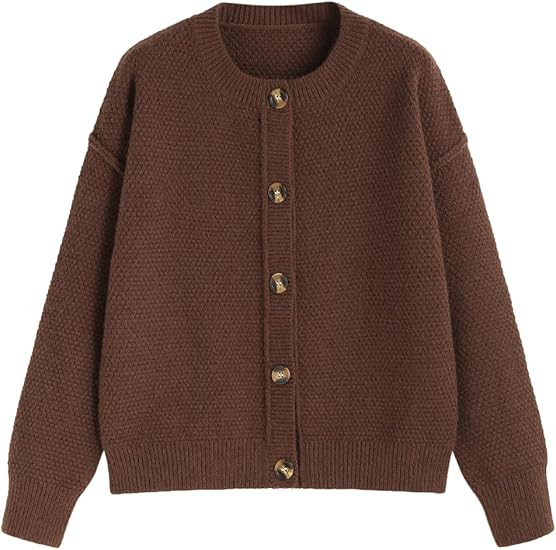 CIDER Women's Knit Cardigan Button Down Crew Neck Long Sleeve Open Front Thick Outerwear Winter O... | Amazon (US)