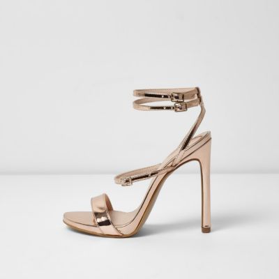 River Island Womens Gold metallic strappy sandals | River Island (UK & IE)
