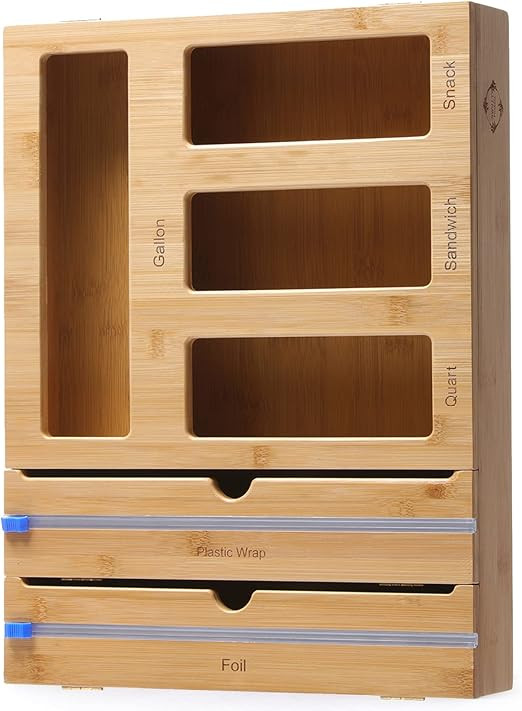 SWILLT - Premium Bamboo Ziplock Bag Organizer for Kitchen Drawer Organizer or Pantry Wall [Exclus... | Amazon (US)