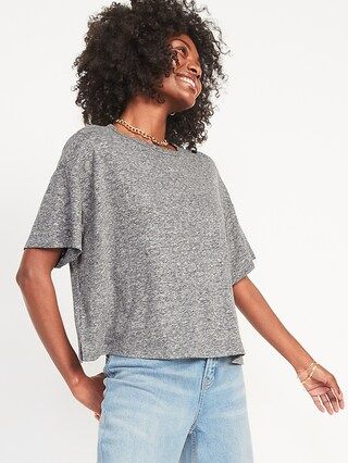 Elbow-Sleeve Oversized Linen-Blend T-Shirt for Women | Old Navy (US)