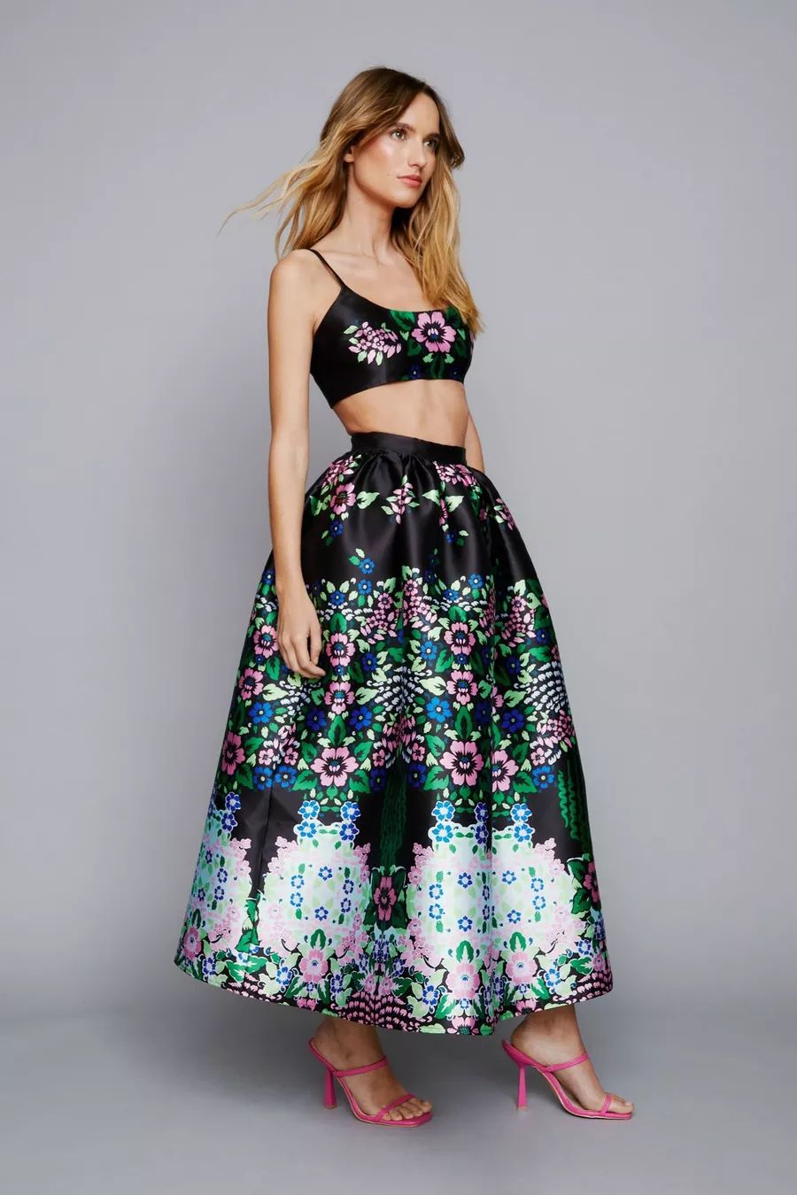 Floral Print Structured Maxi Skirt | Nasty Gal US