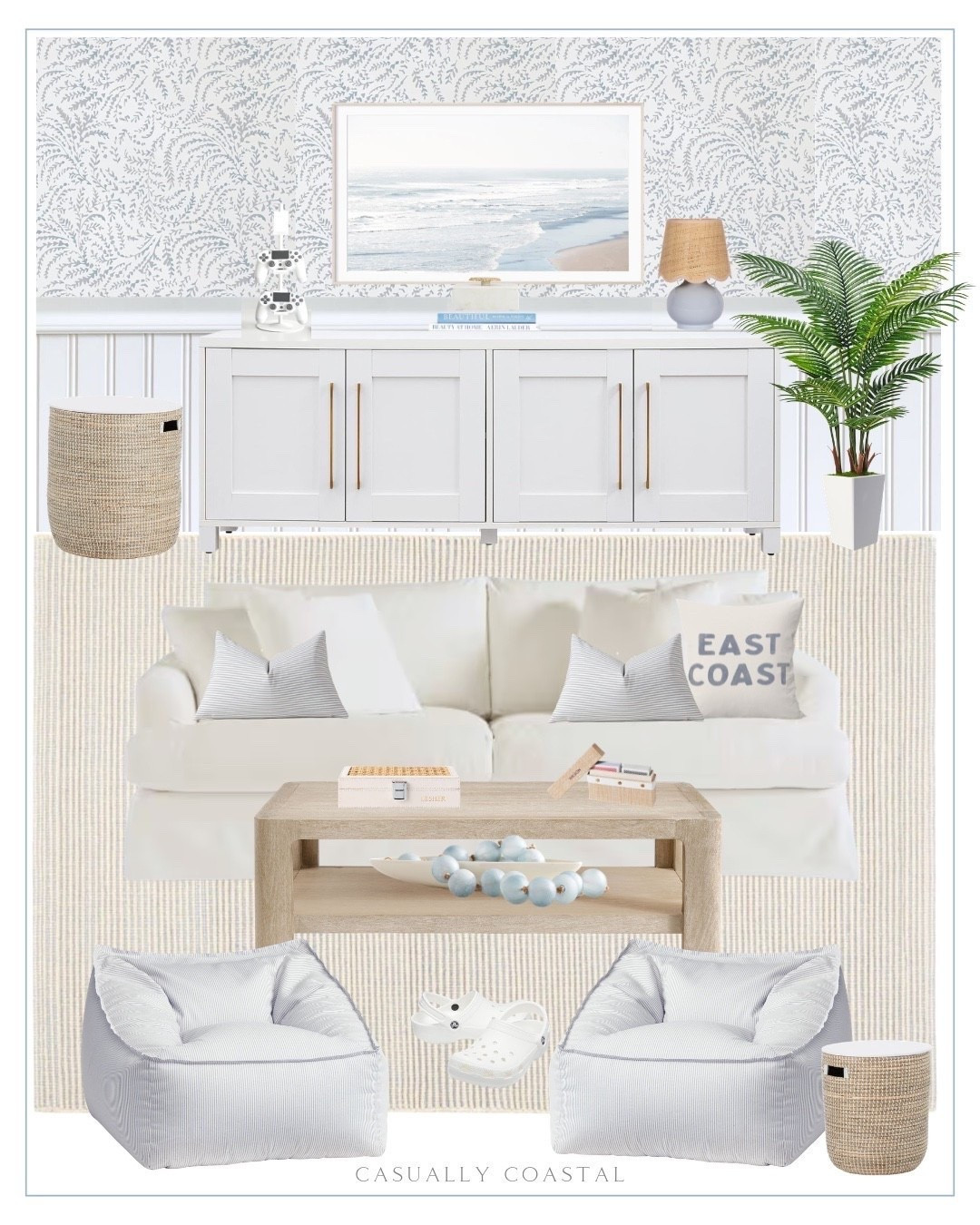 Coastal Teen Hangout Space

Coastal home, coastal decor, hangout room for teens, beachy decor, beach house, coastal rug, neutral rug, sofa, coastal coffee table, coastal faux plant, coastal basket, coastal wall art, coastal lamp, coastal wall decor, coastal pillows, slip covered sofa, ocean waves Samsung frame tv art, white tv stand, Amazon tv stand, coastal wallpaper, peel and stick wallpaper,  blue and white wallpaper, striped bean bag lounger, bean bag chair, rectangular coffee table, decorative throw pillow cover, 6ft artificial palm tree, oversized sea glass garland, decor pillows, caning dominoes game set, raffia card set, 3 tier organizer, crocs, basketball hoop, rattan decorative box, PlayStation

#LTKHome #LTKKids