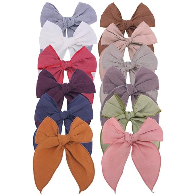 Linen Fable Bow Hair Clips Baby Girls Women Large Sailor Hair Bows Barrettes Accessories Hair Gri... | Amazon (US)