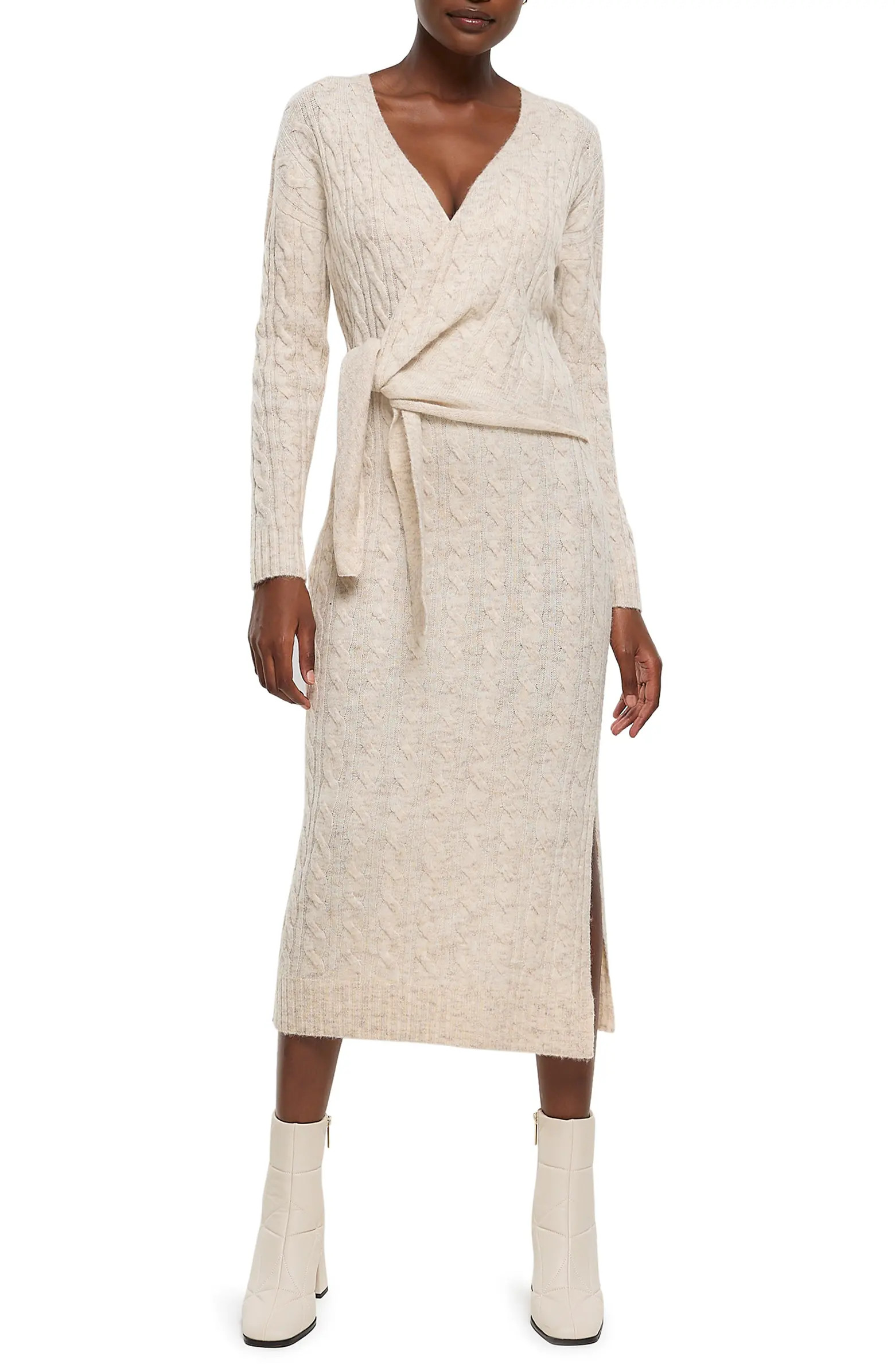 Claudia Long Sleeve Faux Wrap Sweater Dress | Nordstrom