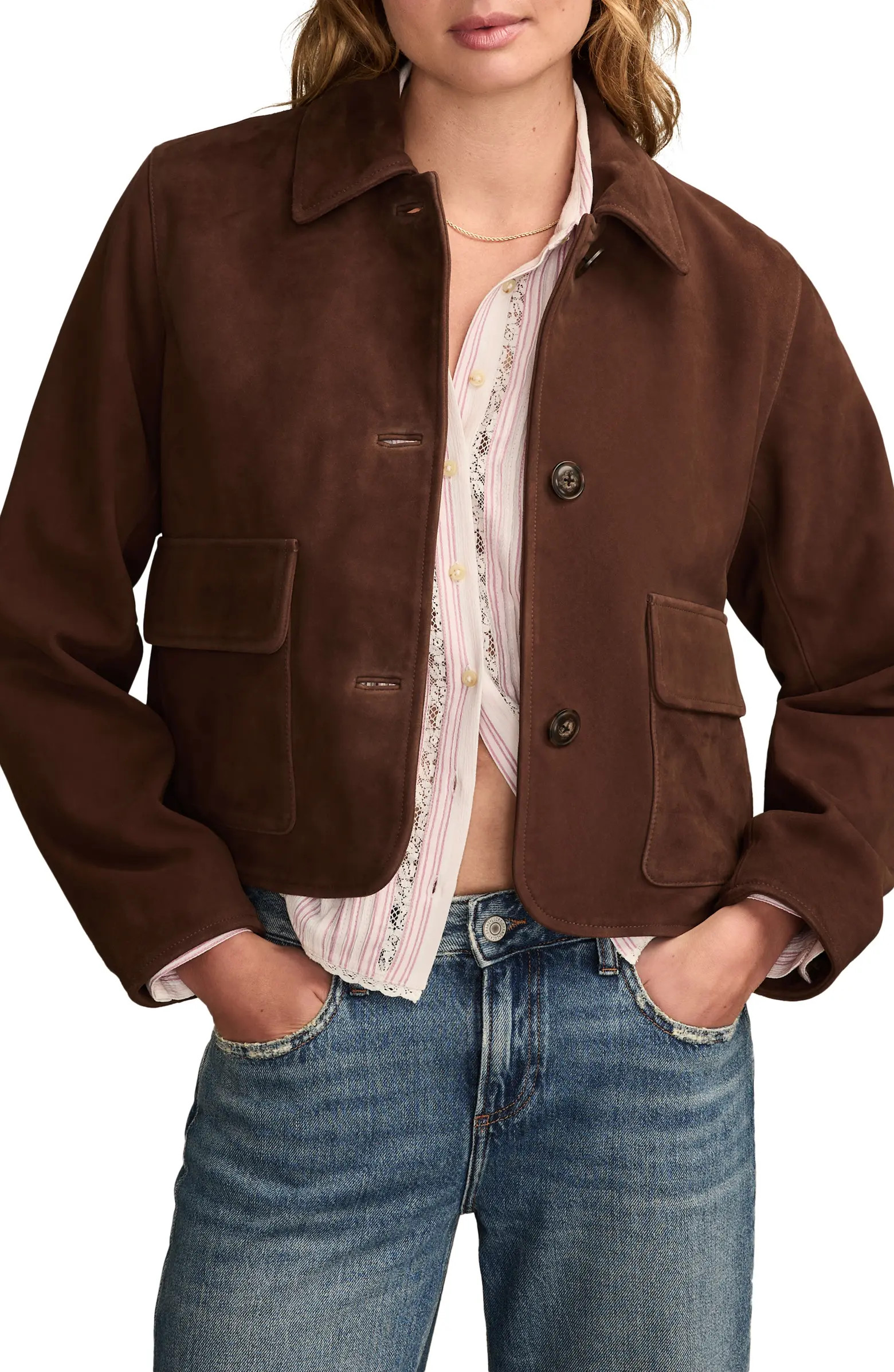 Lucky Brand Button Front Suede Jacket | Nordstrom | Nordstrom