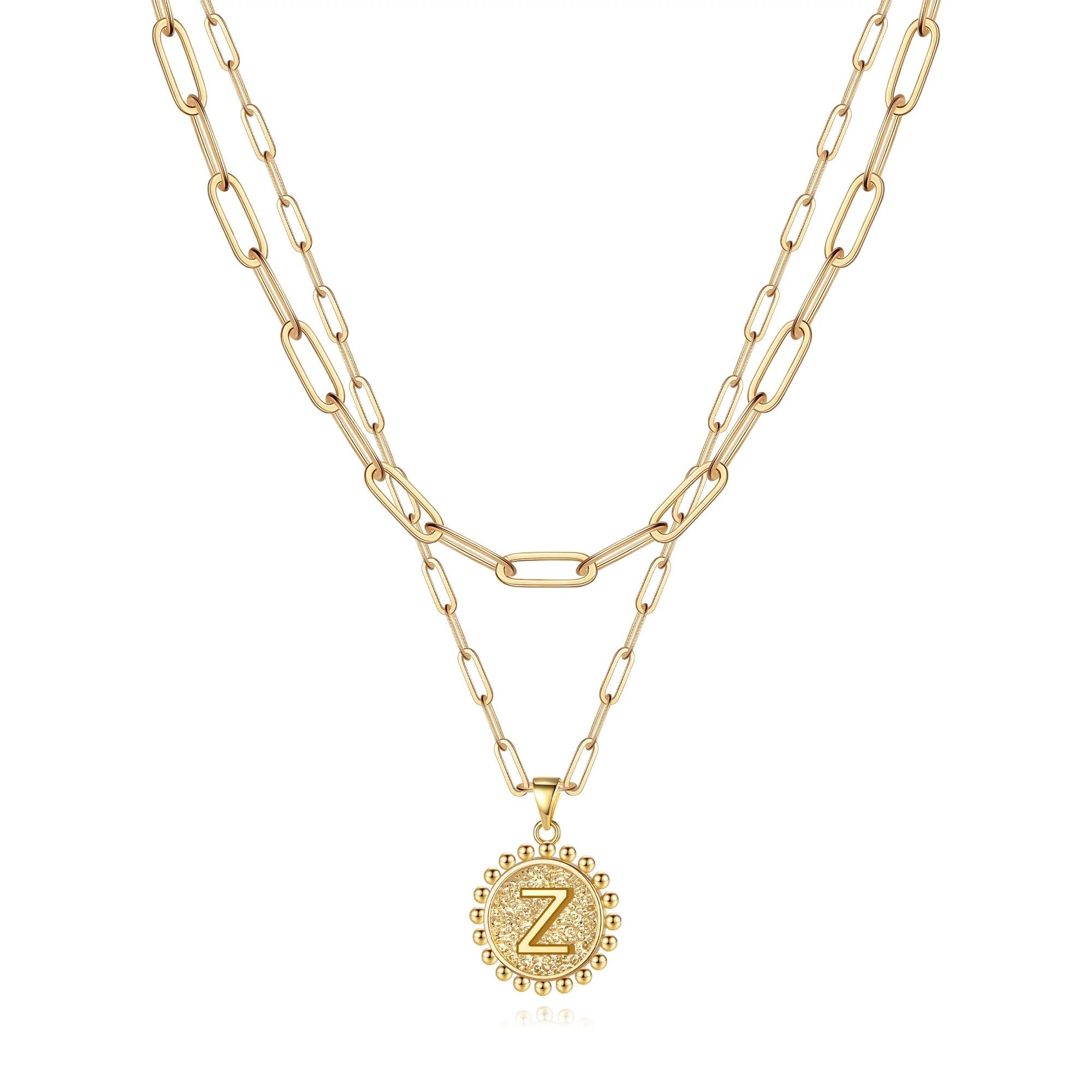 Tingn Gold Initial Necklaces for Women Layering Paperclip Link Coin Necklaces Gift for Women | Walmart (US)