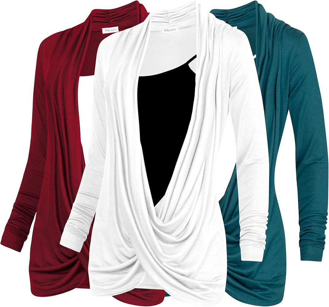 Free to Live 3 Pack Long Sleeve Nursing Tops Breastfeeding Shirts Cardigan Sweaters for Women Lig... | Amazon (US)
