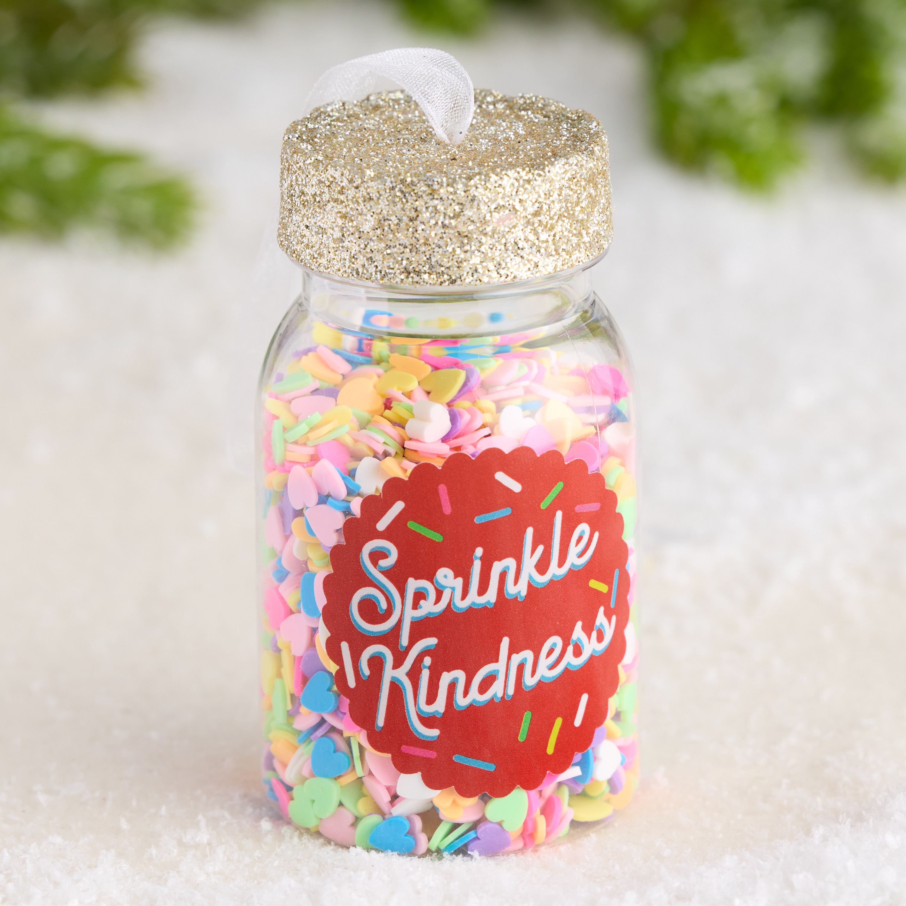 Glass Heart Sprinkles Jar Ornament | World Market