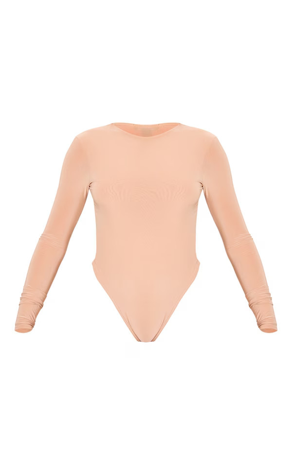 Stone Basic Slinky Long Sleeve Bodysuit | Pretty Little Thing (Australia & New Zealand)